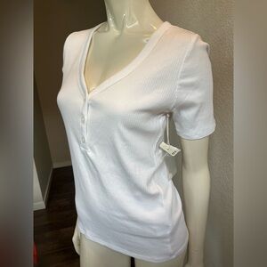 a.n.a White Fitted Polo Short Sleeve T-Shirt